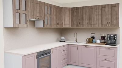 Кухня угловая Дуб шамони - Пастель пастила